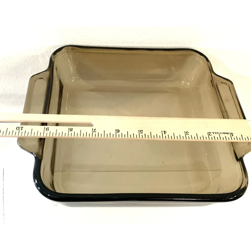 Vintage Anchor Oven Baking Dish 8x8x2.25 Inch 2 Quart Amber Casserole Pan Pyrex